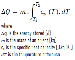 sensible heat storage - equation