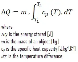 显热储存 - 方程式