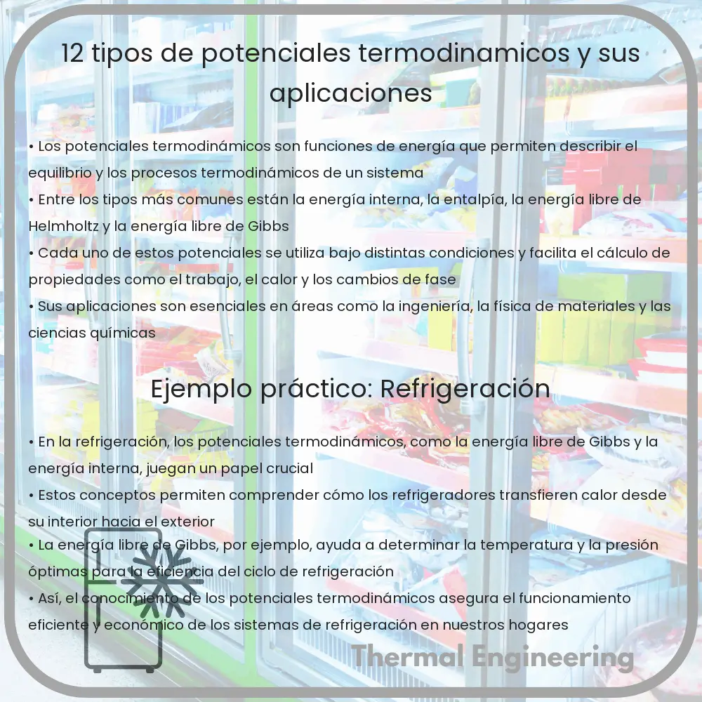 12 Tipos de Potenciales Termodinámicos y Sus Aplicaciones