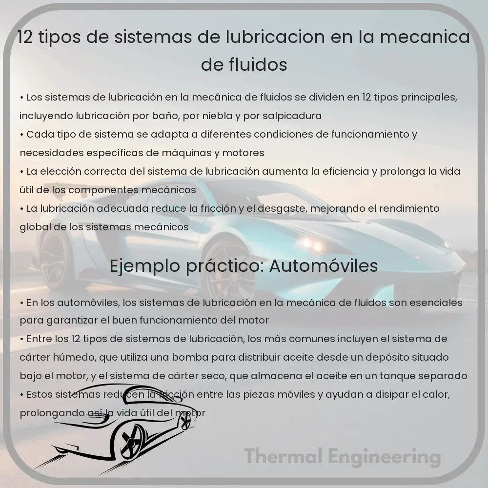 12 Tipos de Sistemas de Lubricación en la Mecánica de Fluidos