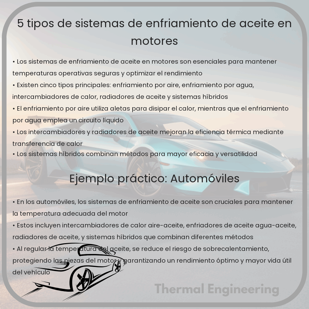 5 Tipos de Sistemas de Enfriamiento de Aceite en Motores