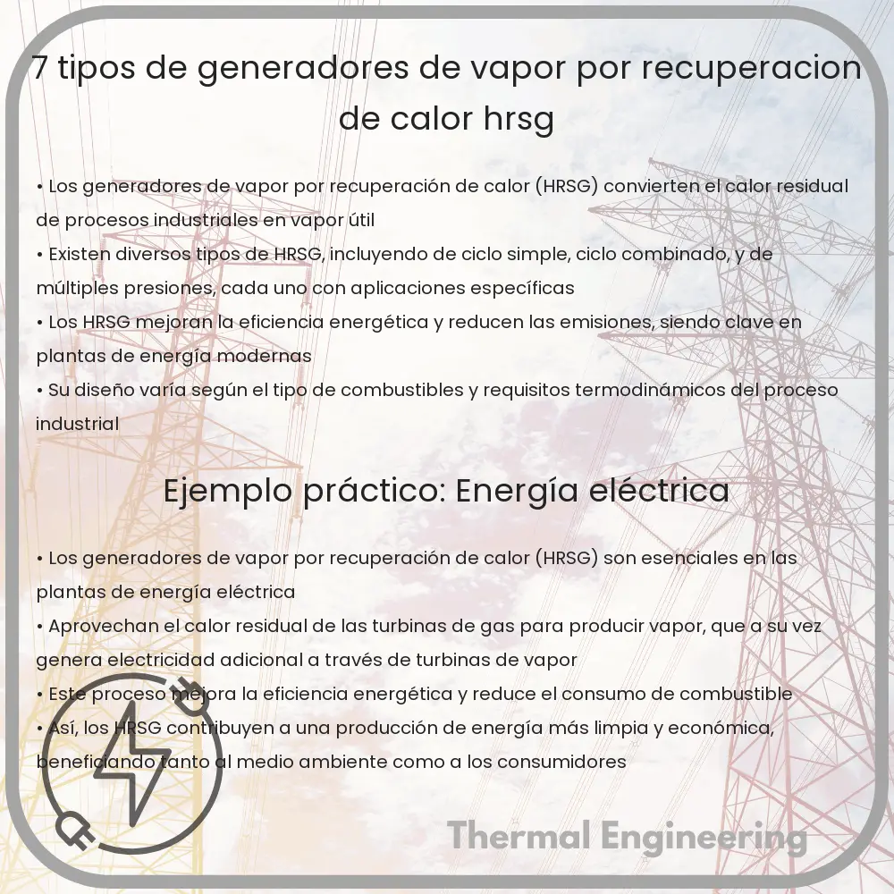 7 Tipos de Generadores de Vapor por Recuperación de Calor (HRSG)