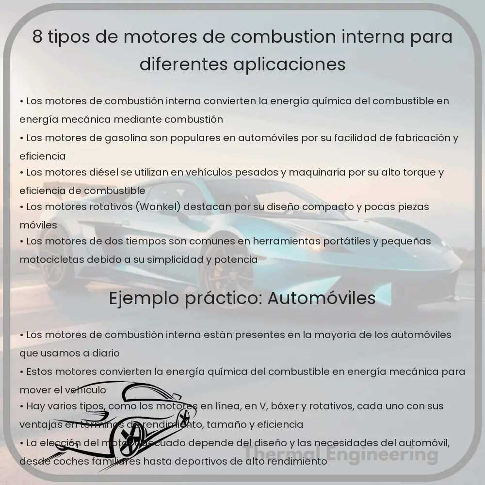 8 Tipos de Motores de Combustión Interna para Diferentes Aplicaciones