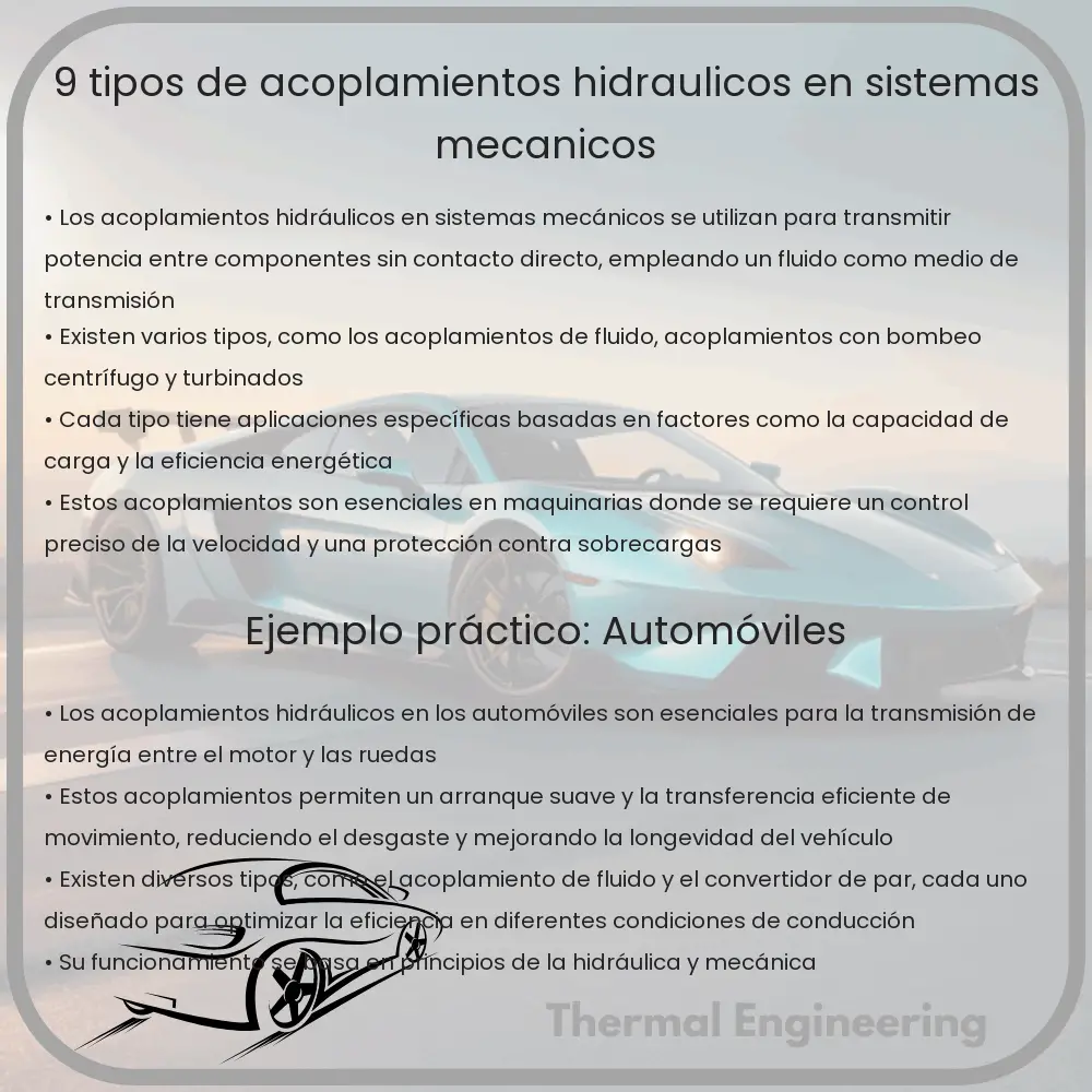 9 Tipos de Acoplamientos Hidráulicos en Sistemas Mecánicos