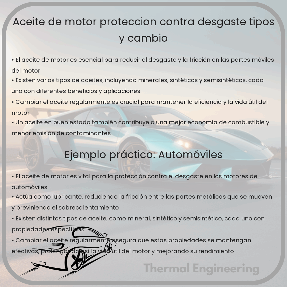 Aceite de Motor | Protección contra Desgaste, Tipos y Cambio