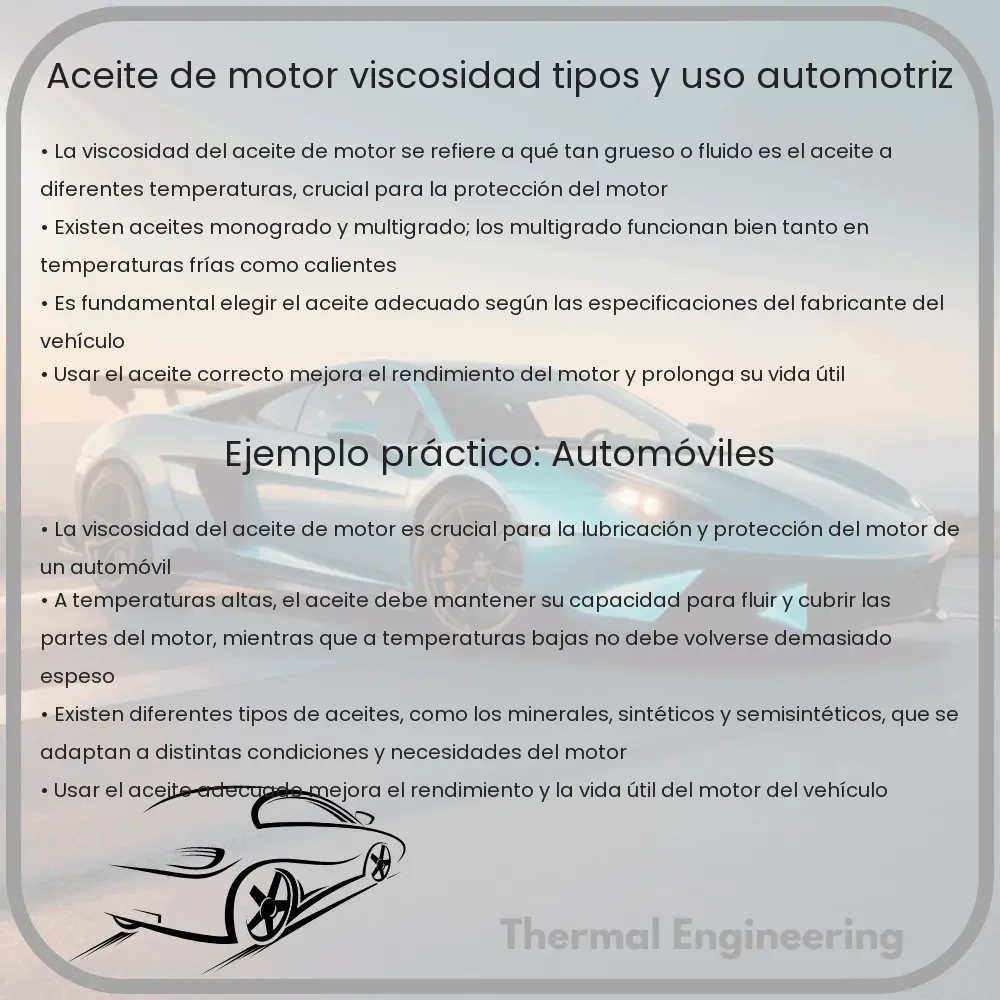 Aceite de Motor | Viscosidad, Tipos y Uso Automotriz