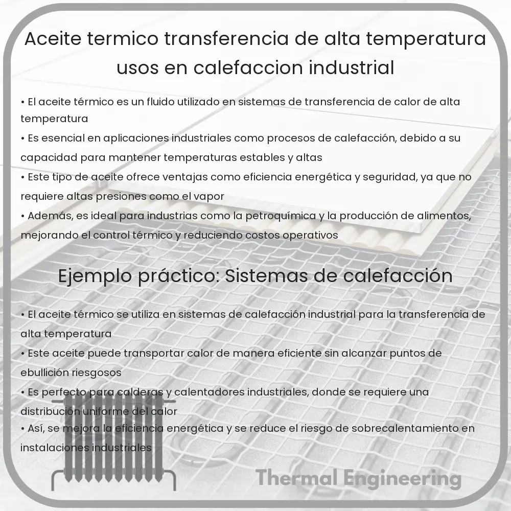 Aceite Térmico | Transferencia de Alta Temperatura, Usos en Calefacción Industrial