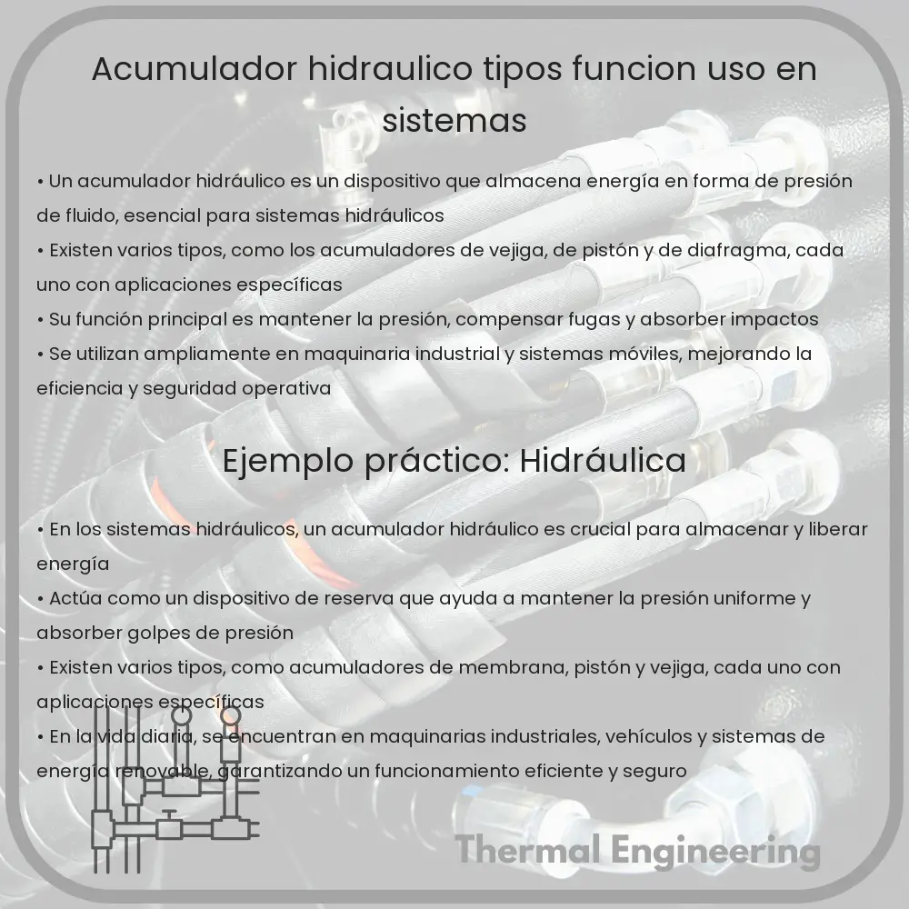 Acumulador Hidráulico | Tipos, Función, Uso en Sistemas