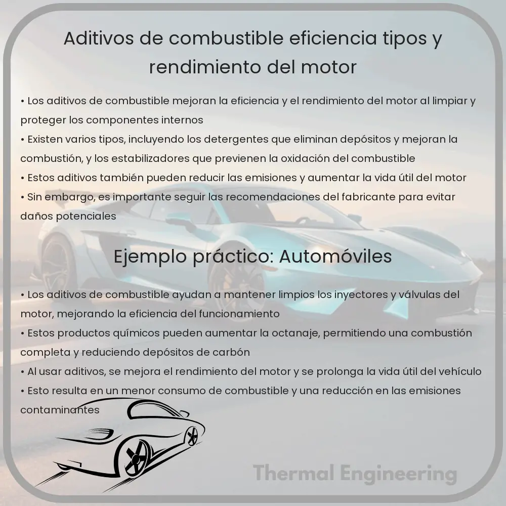 Aditivos de Combustible: Eficiencia, Tipos y Rendimiento del Motor