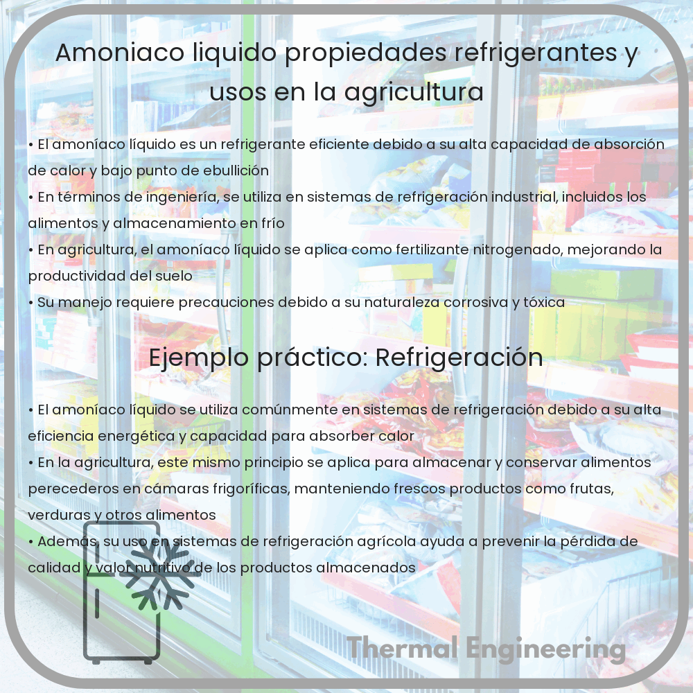 Amoníaco Líquido: Propiedades Refrigerantes y Usos en la Agricultura