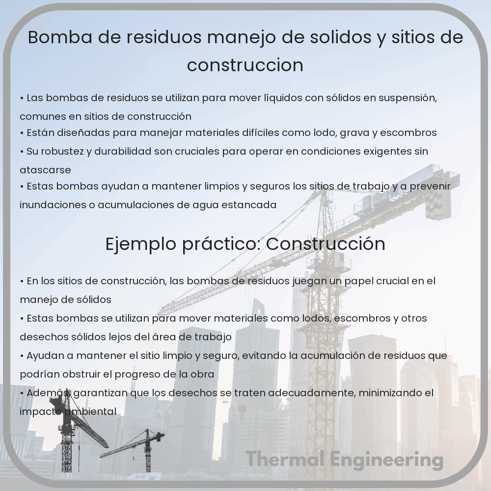 Bomba de Residuos | Manejo de Sólidos y Sitios de Construcción