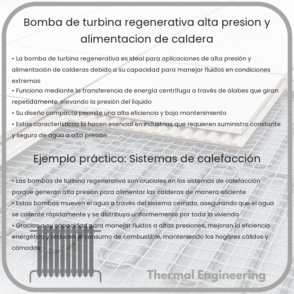 Bomba de Turbina Regenerativa: Alta Presión y Alimentación de Caldera