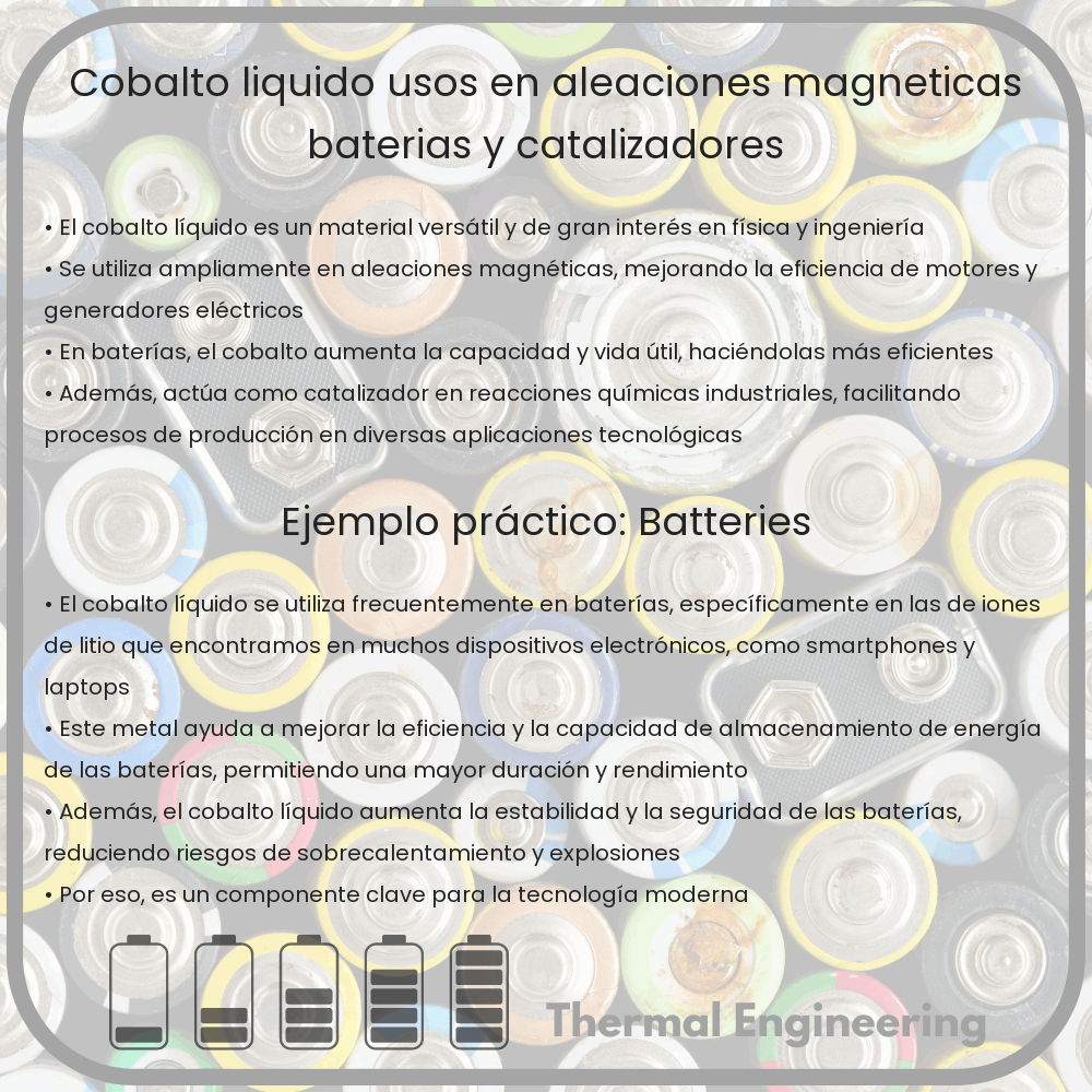 Cobalto Líquido | Usos en Aleaciones Magnéticas, Baterías y Catalizadores