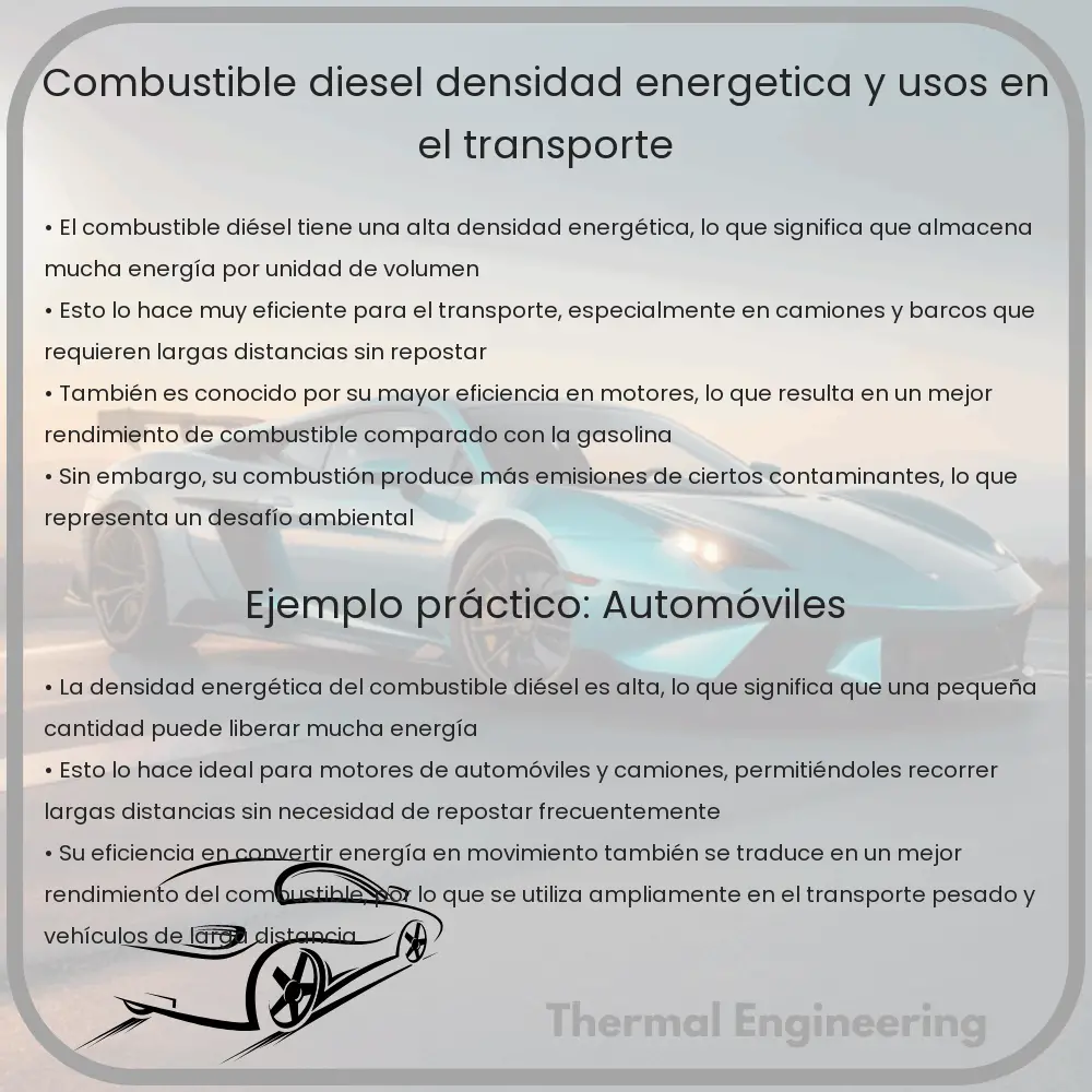 Combustible Diésel | Densidad Energética y Usos en el Transporte