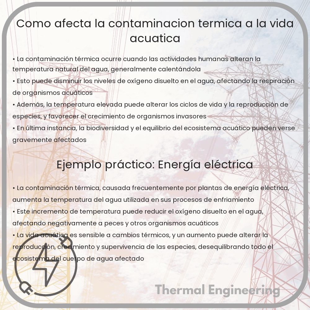 ¿Cómo afecta la contaminación térmica a la vida acuática?