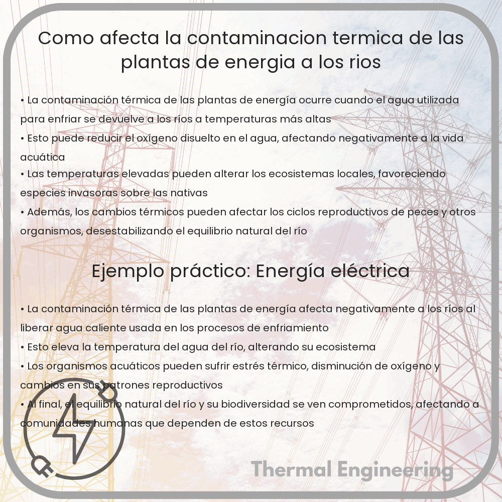 ¿Cómo afecta la contaminación térmica de las plantas de energía a los ríos?