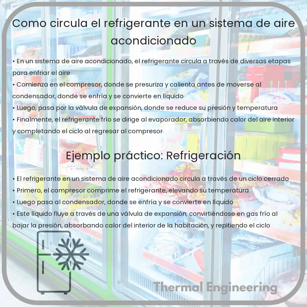 ¿Cómo circula el refrigerante en un sistema de aire acondicionado?