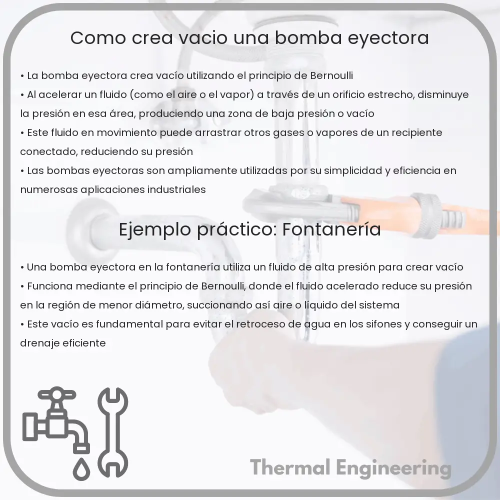 ¿Cómo crea vacío una bomba eyectora?