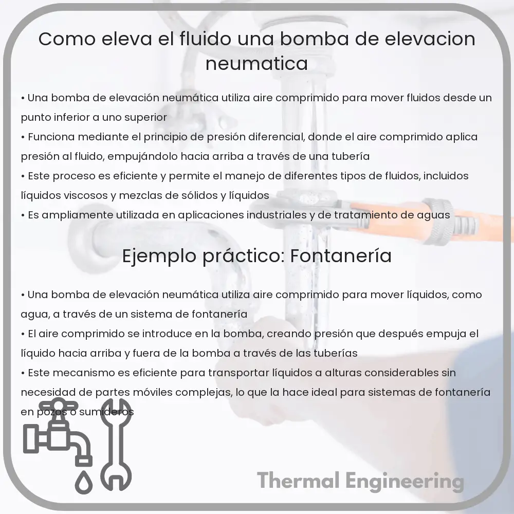 ¿Cómo eleva el fluido una bomba de elevación neumática?