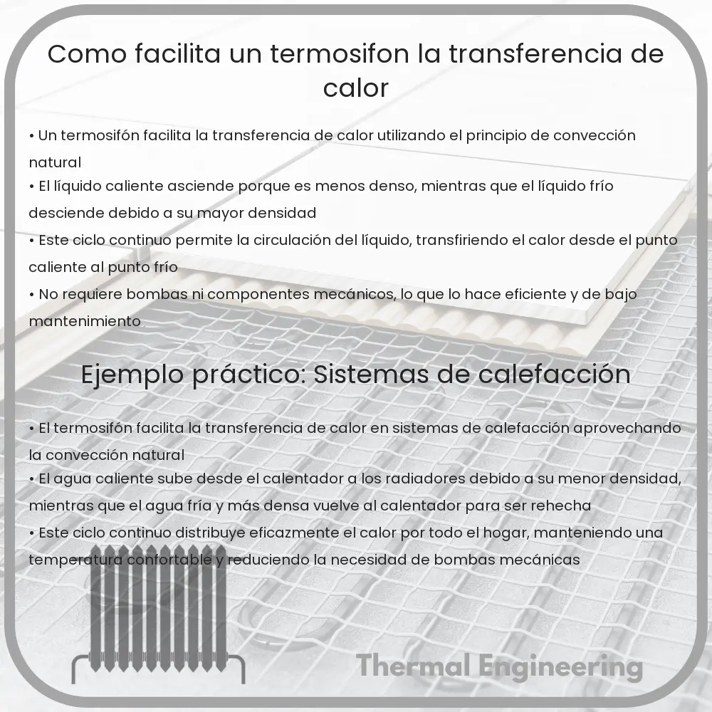 ¿Cómo facilita un termosifón la transferencia de calor?