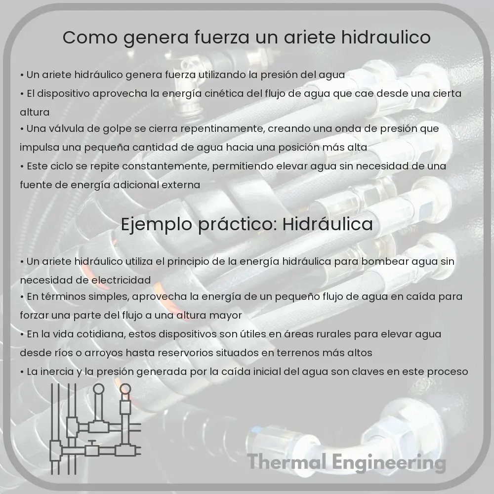 ¿Cómo genera fuerza un ariete hidráulico?