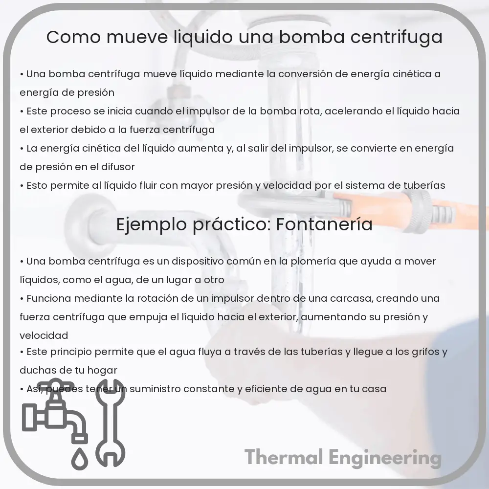 ¿Cómo mueve líquido una bomba centrífuga?