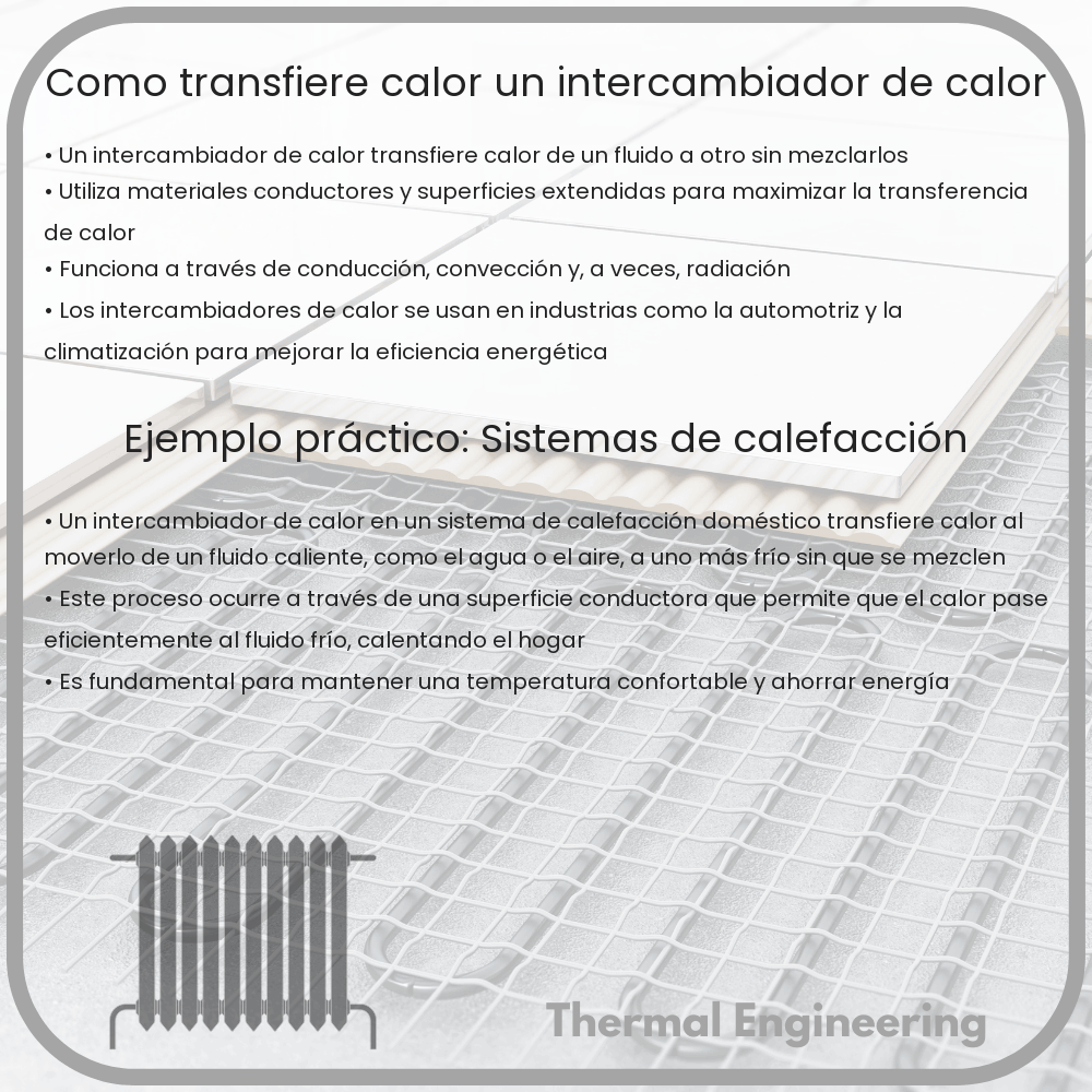 ¿Cómo transfiere calor un intercambiador de calor?