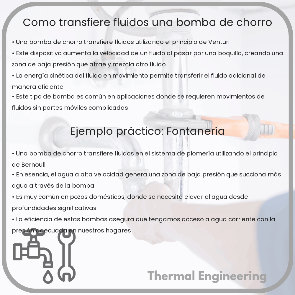 ¿Cómo transfiere fluidos una bomba de chorro?