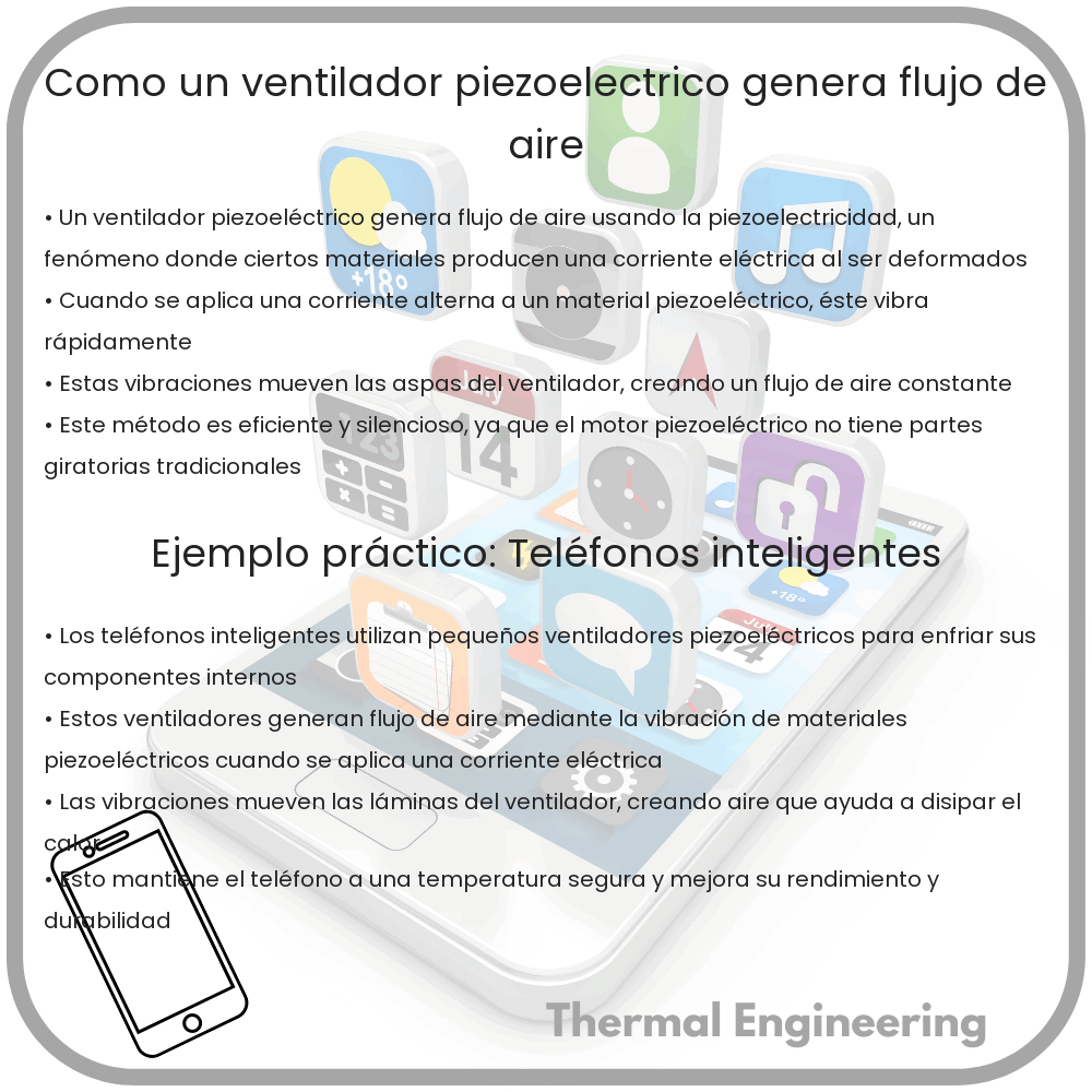 ¿Cómo un ventilador piezoeléctrico genera flujo de aire?