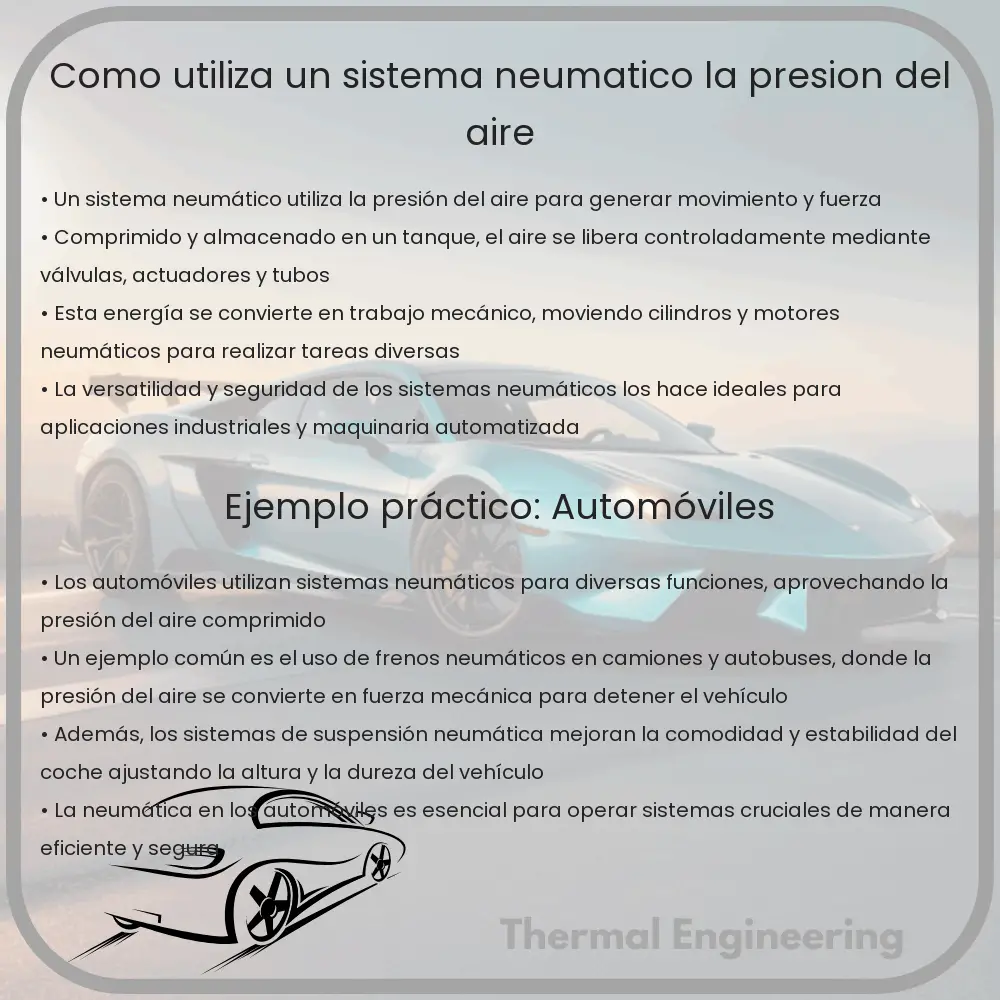 ¿Cómo utiliza un sistema neumático la presión del aire?
