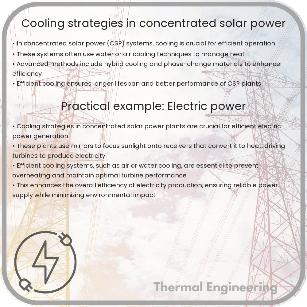 Cooling strategies in concentrated solar power