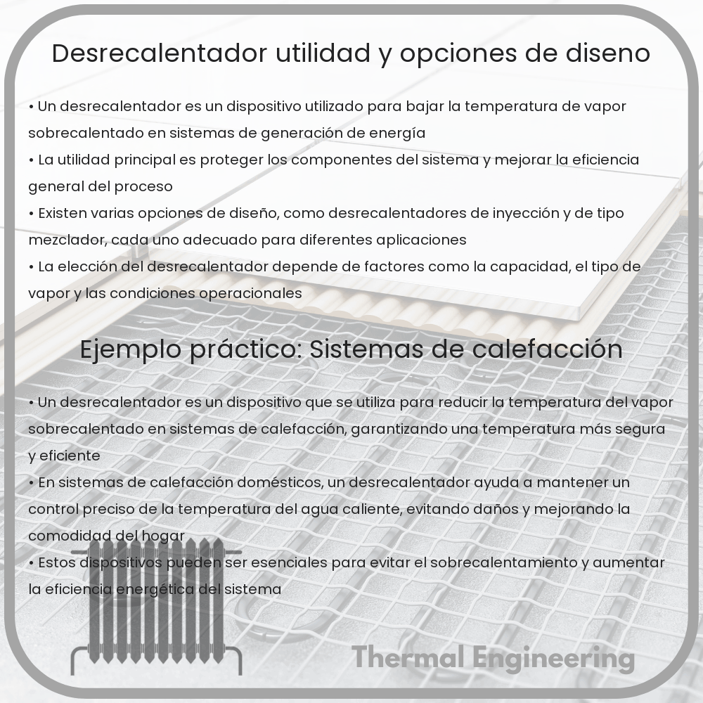 Desrecalentador | Utilidad y Opciones de Diseño