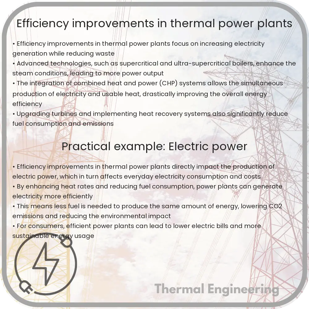 Efficiency improvements in thermal power plants