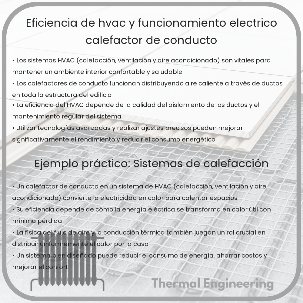 Eficiencia de HVAC y Funcionamiento Eléctrico: Calefactor de Conducto