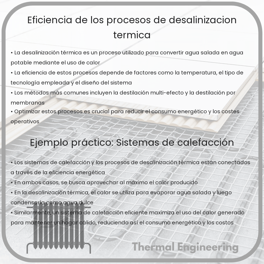 Eficiencia de los procesos de desalinización térmica