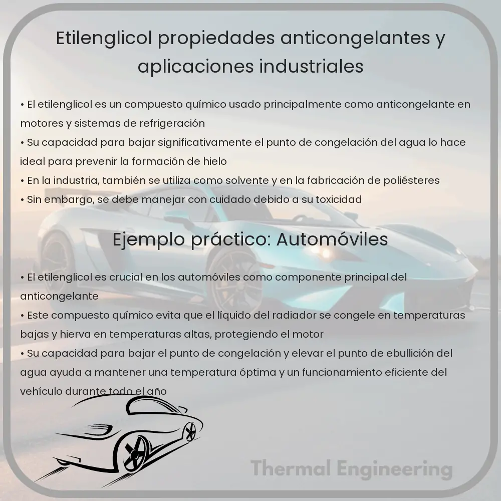 Etilenglicol | Propiedades Anticongelantes y Aplicaciones Industriales