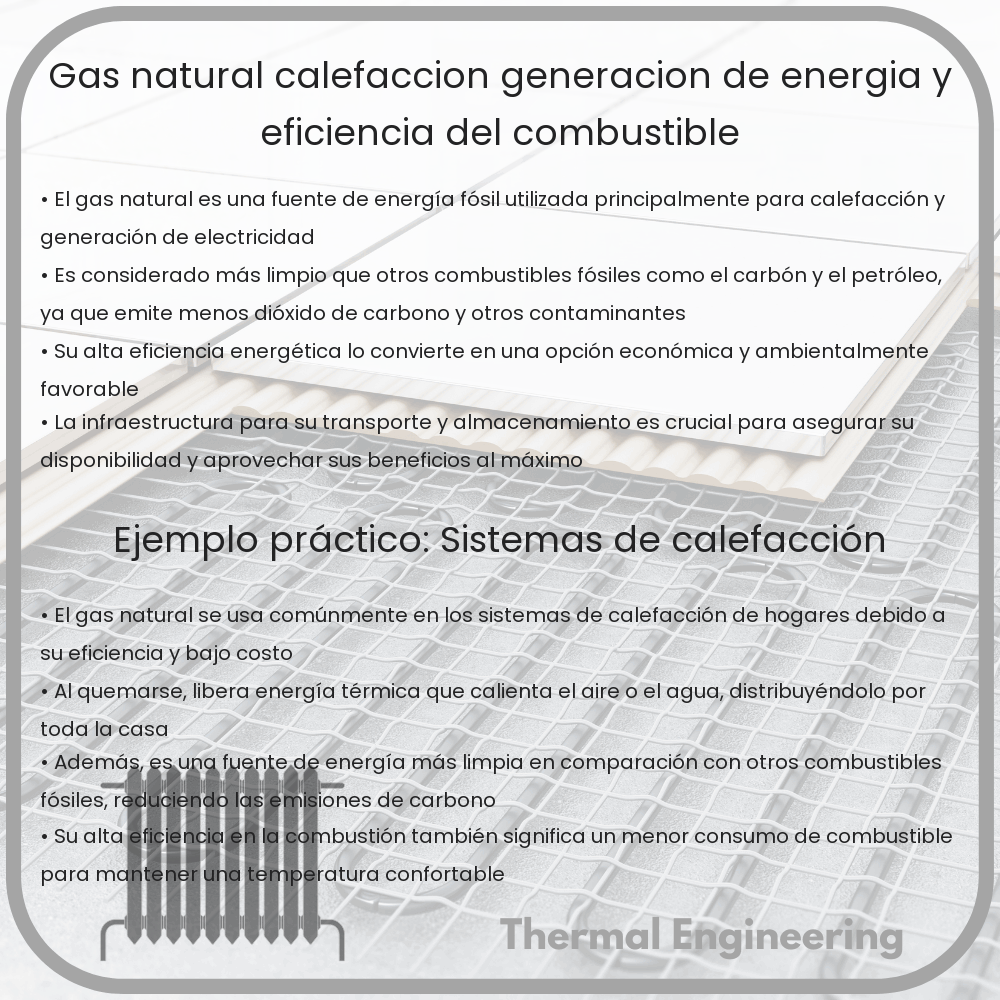Gas Natural | Calefacción, Generación de Energía y Eficiencia del Combustible