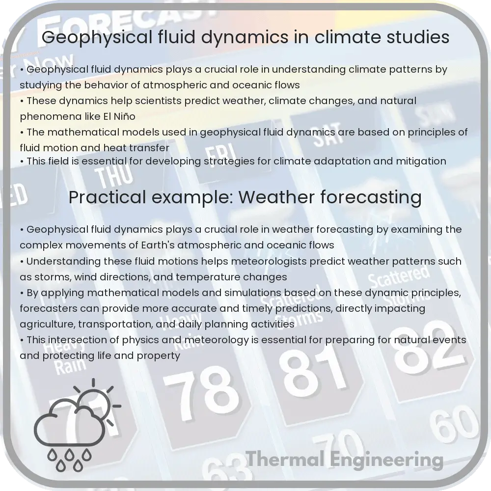 Geophysical fluid dynamics in climate studies