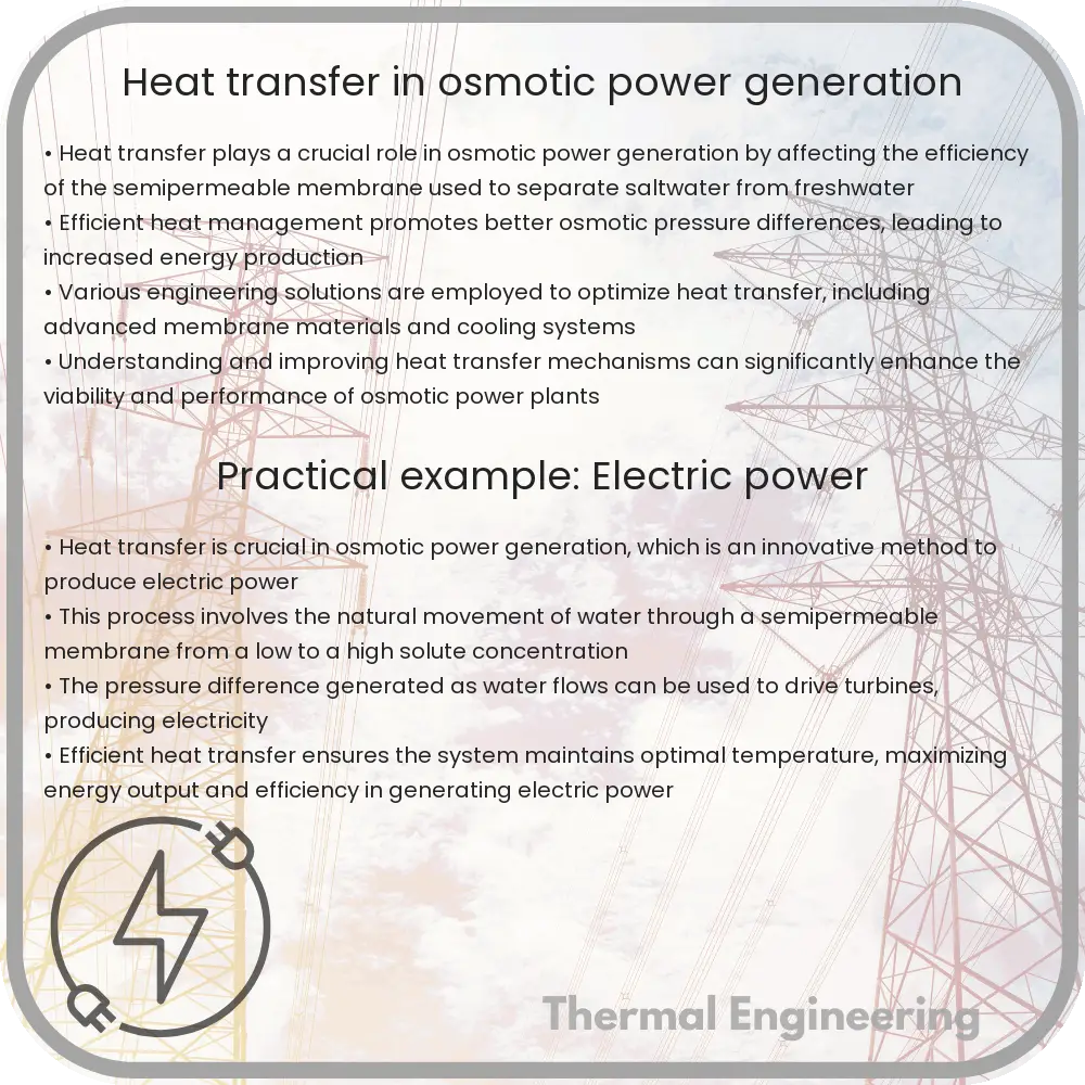 Heat transfer in osmotic power generation