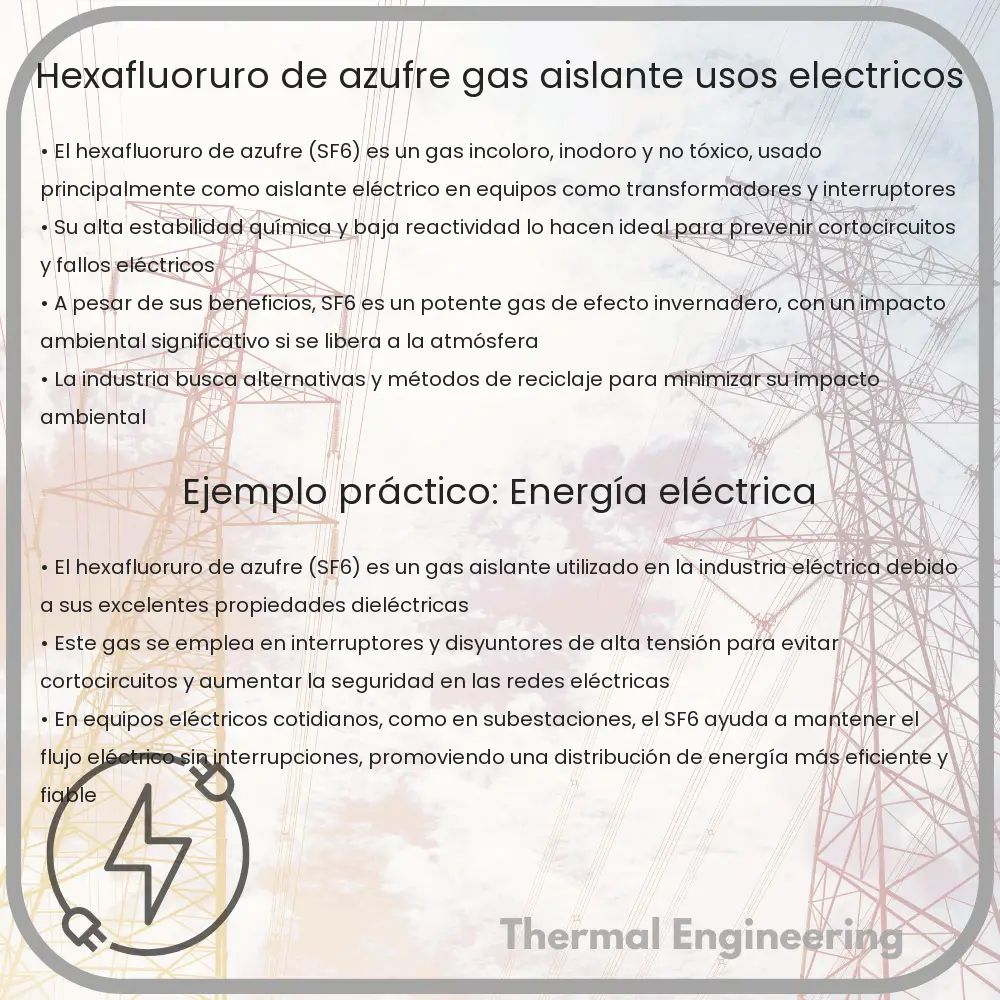 Hexafluoruro de Azufre | Gas Aislante, Usos Eléctricos