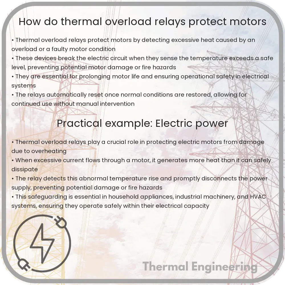 How do thermal overload relays protect motors