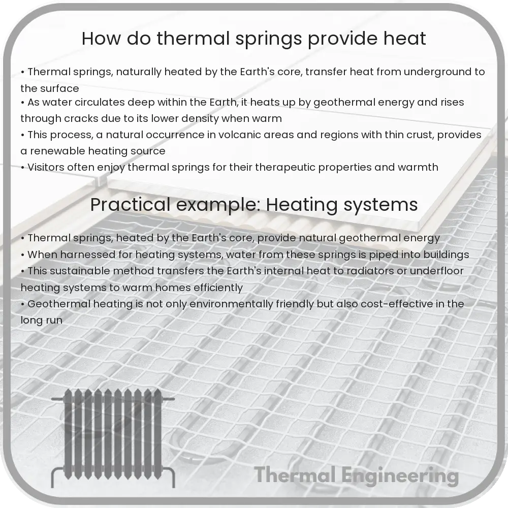 How do thermal springs provide heat