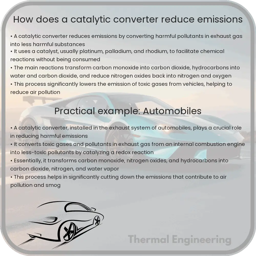 How does a catalytic converter reduce emissions
