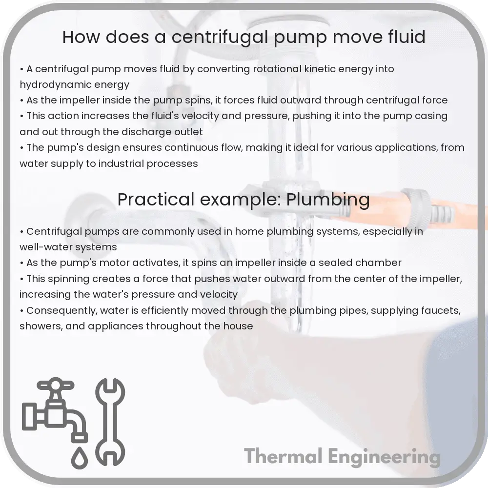 How does a centrifugal pump move fluid