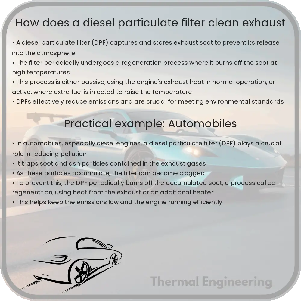 How does a diesel particulate filter clean exhaust