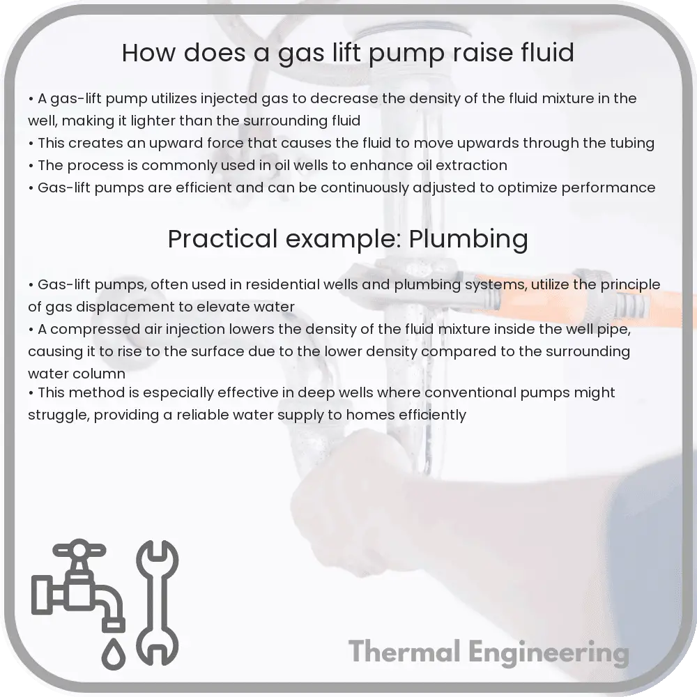 How does a gas-lift pump raise fluid
