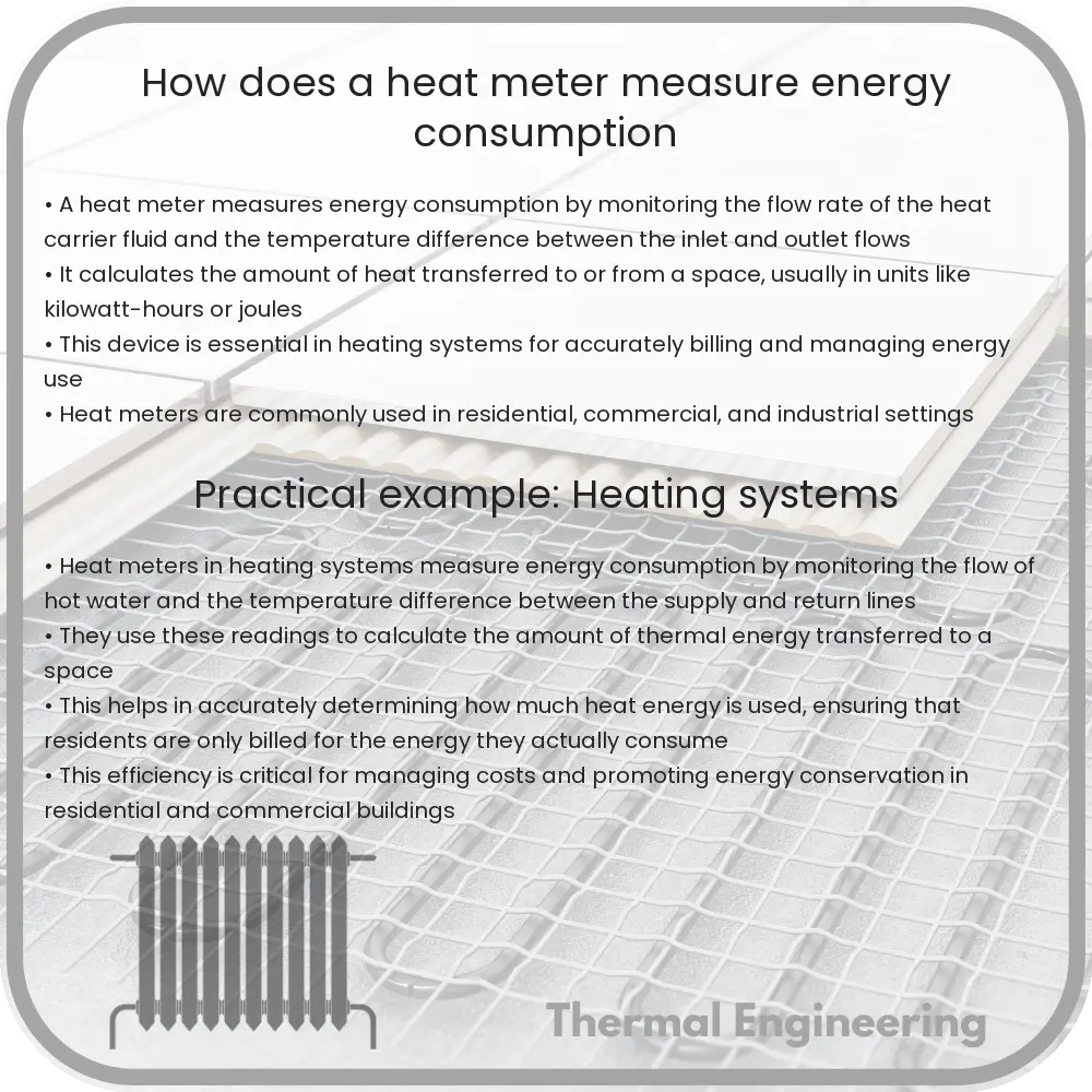 How does a heat meter measure energy consumption