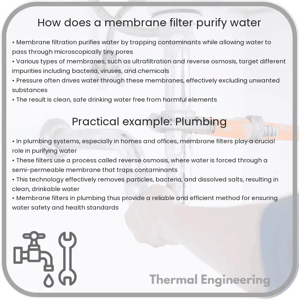 How does a membrane filter purify water
