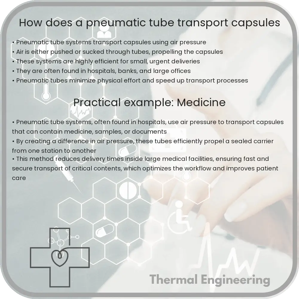 How does a pneumatic tube transport capsules