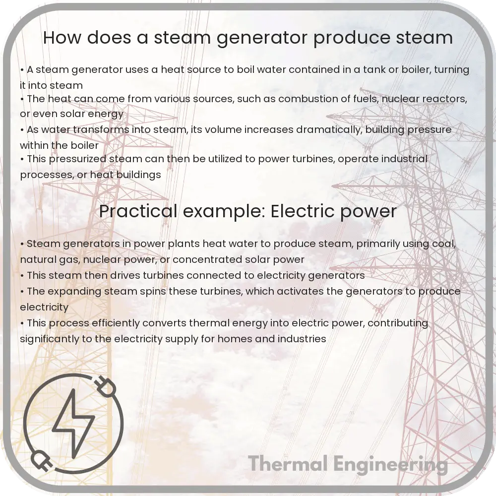 How does a steam generator produce steam